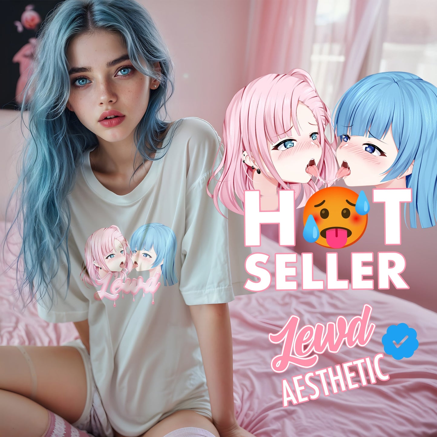 Yuri White Oversized T - Shirt: Channel Your Inner Waifu with Bold, Flirty Vibes! - Lewd Fashion