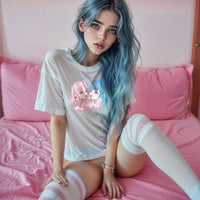 Yuri White Oversized T - Shirt: Channel Your Inner Waifu with Bold, Flirty Vibes! - Lewd Fashion