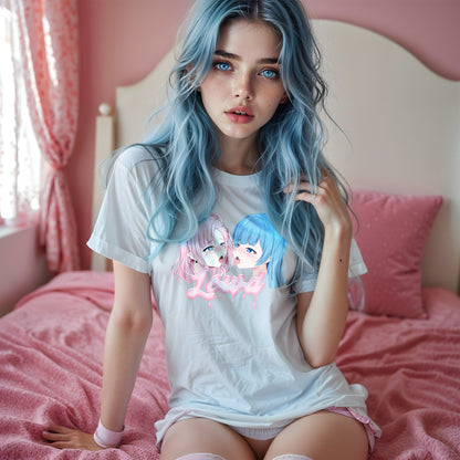 Yuri White Oversized T - Shirt: Channel Your Inner Waifu with Bold, Flirty Vibes! - Lewd Fashion