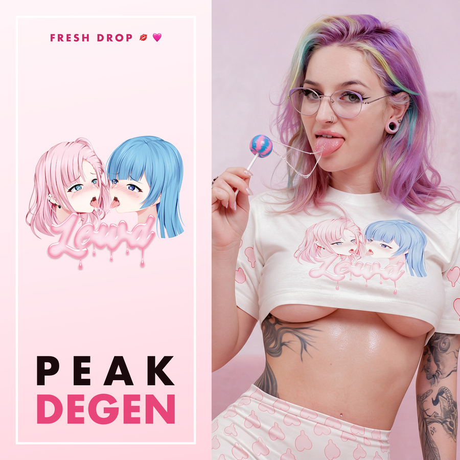 Yuri crop top anime kiss print, Peak Degen master thumbnail