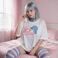 Yuri Tension Oversized Waifu Shirt in soft window light - kawaii egirl oversized anime shirt