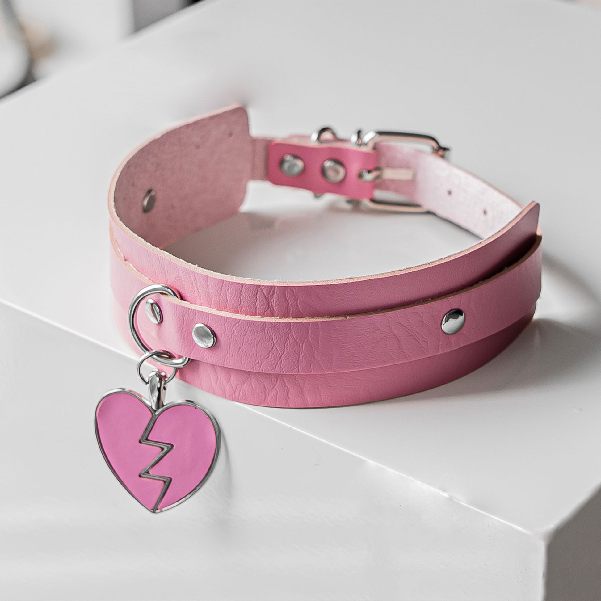 Broken Heart Pink Cosplay Choker - Lewd Fashion