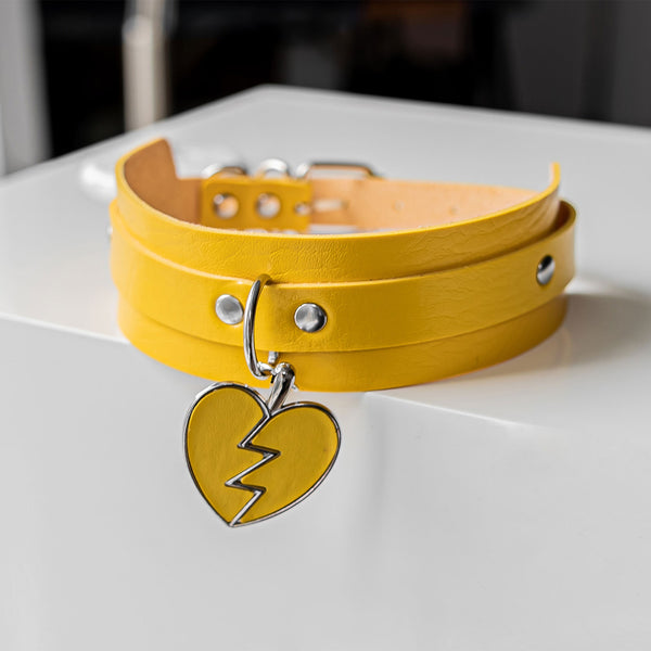 Broken Heart Yellow Cosplay Choker - Lewd Fashion