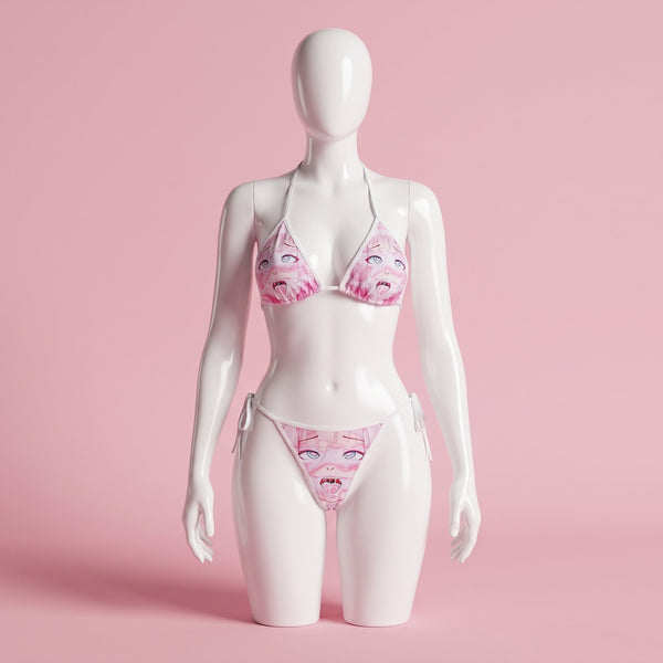 Ahegao Pink Waifu Bikini | Anime Swimwear, Egirl Swimsuit, Cosplay Bikini