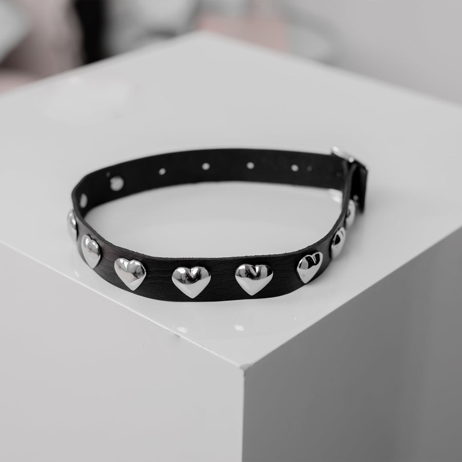 Black Heart-Shaped Choker Necklace by Lewd Fashion