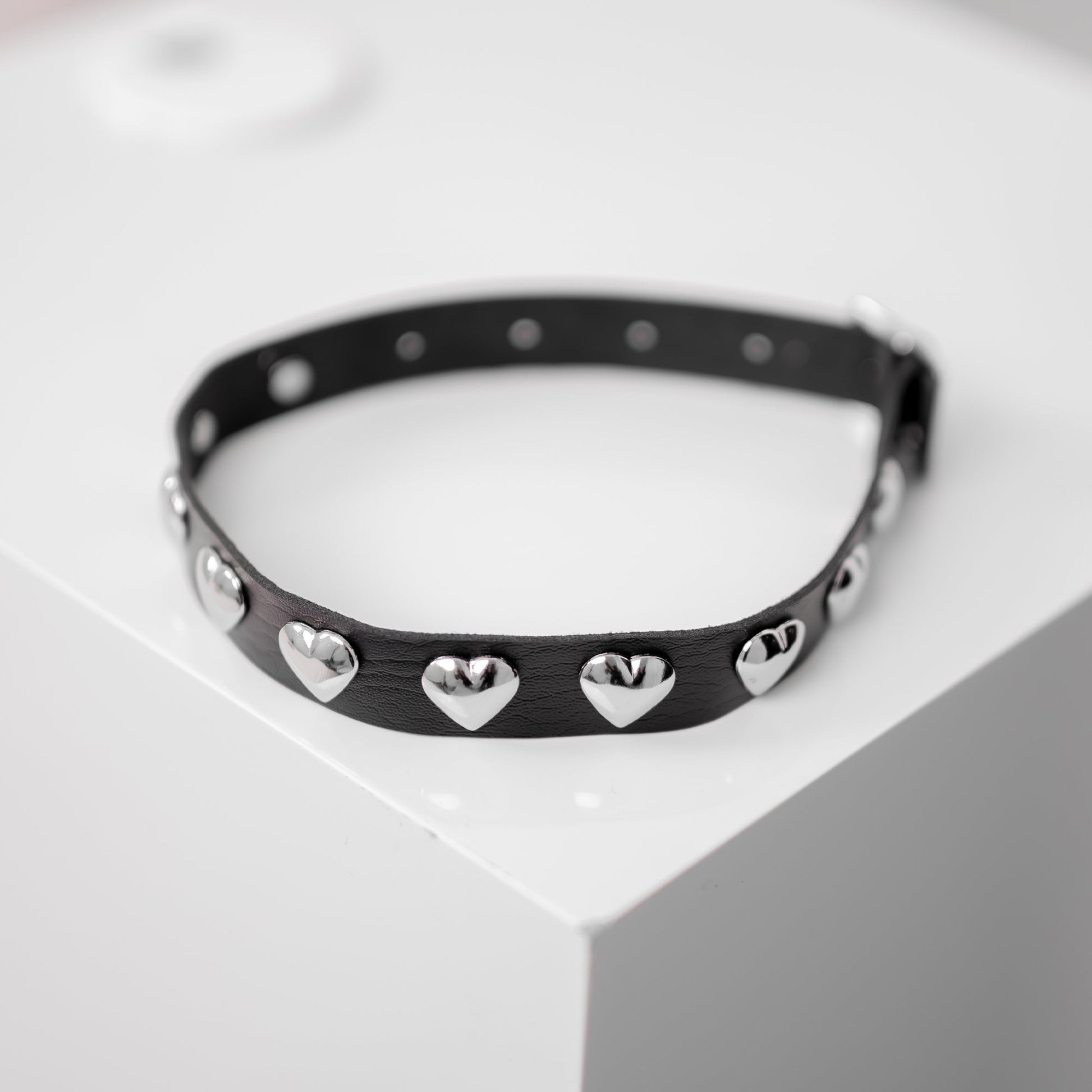 Black Heart-Shaped Choker Necklace by Lewd Fashion