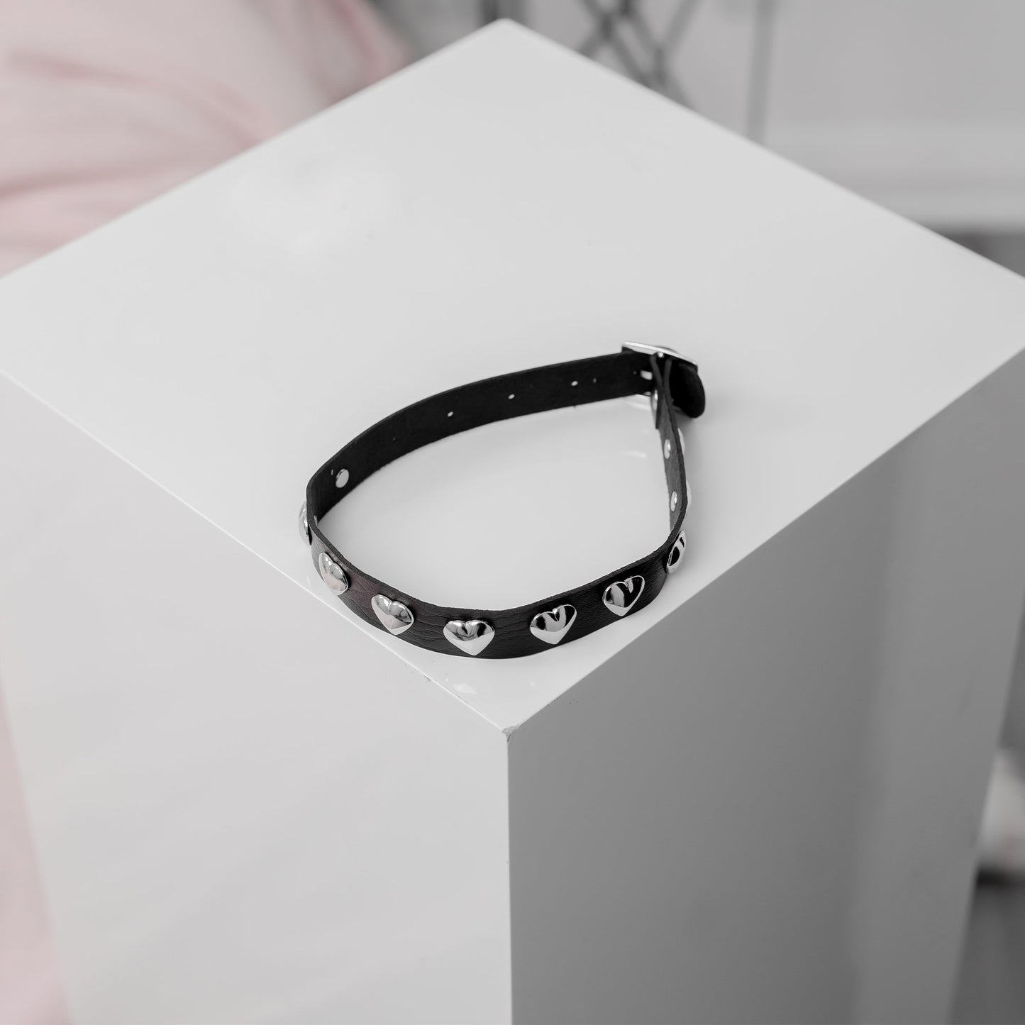 Black Heart-Shaped Choker Necklace by Lewd Fashion
