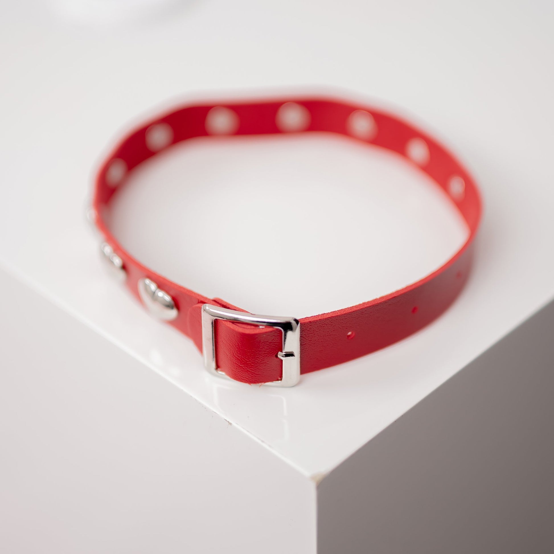 Red Heart-Shaped Choker Necklace by Lewd Fashion