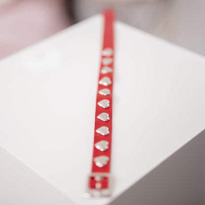Red Heart-Shaped Choker Necklace by Lewd Fashion