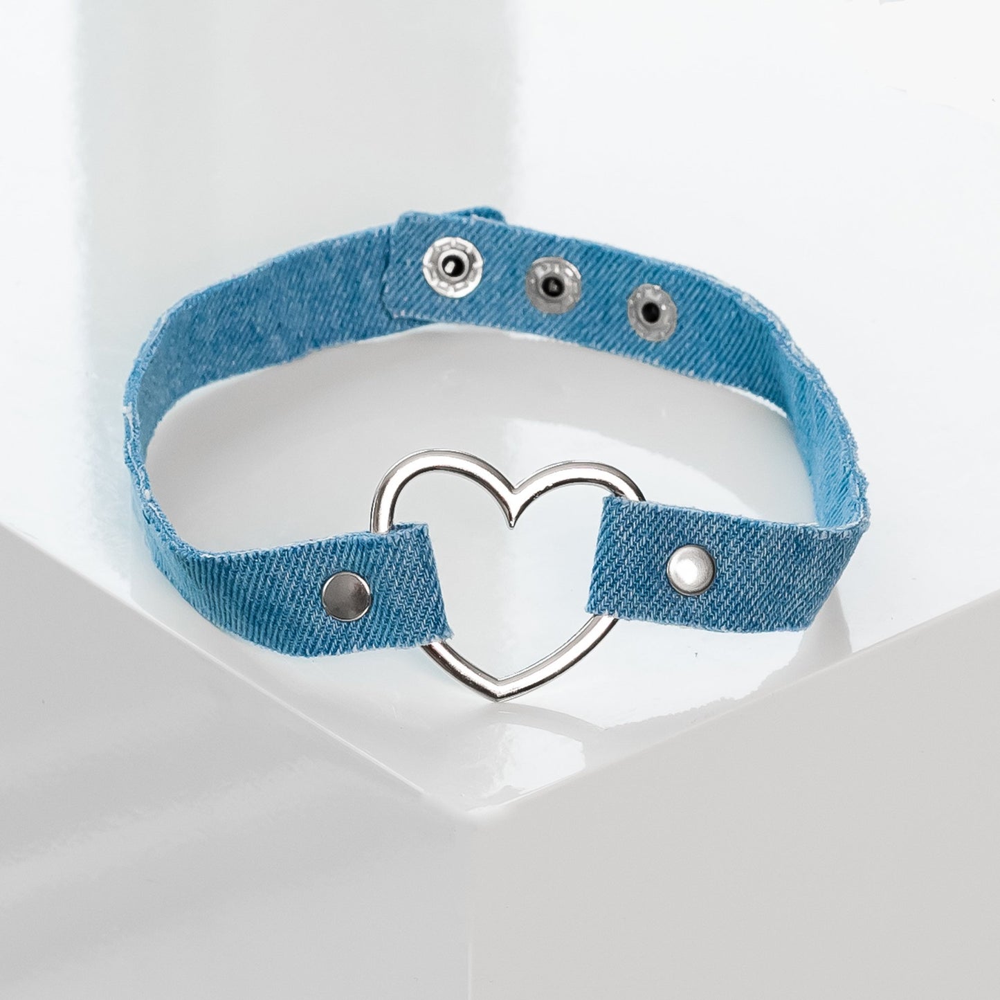 Denim Heart-Shaped Choker Collar by Lewd Fashion