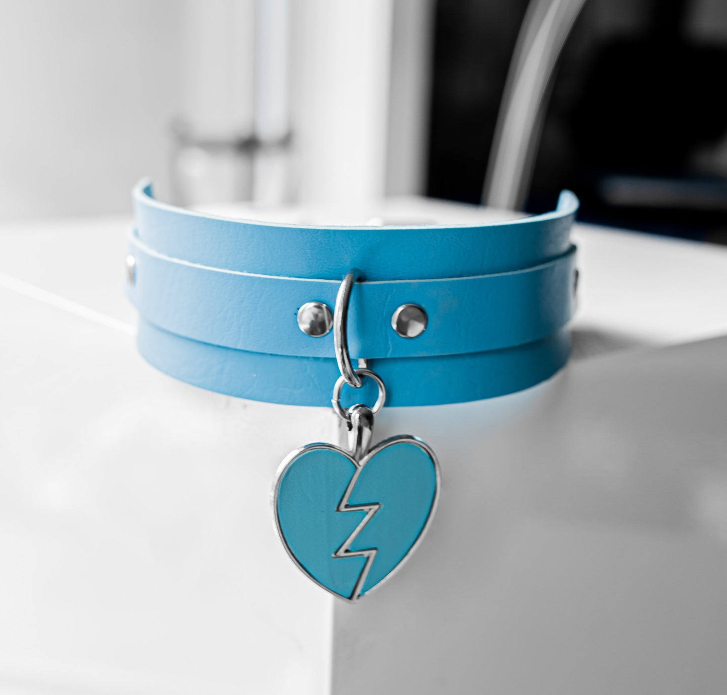 Broken Heart Blue Cosplay Choker by Lewd Fashion