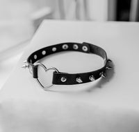 Black Spiked Heart-Shaped Choker Collar by Lewd Fashion