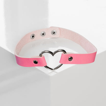 Pink Heart-Shaped Choker Collar by Lewd Fashion