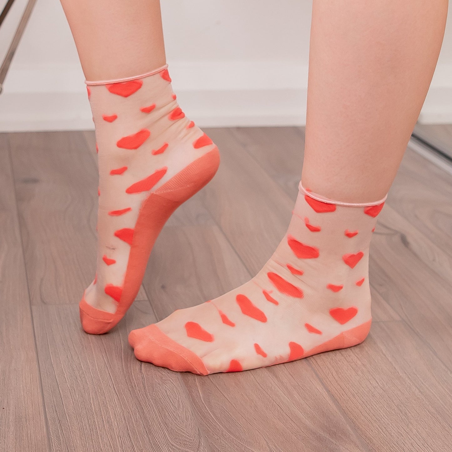 Heart-Shaped Pattern Nylon Socks by Lewd Fashion