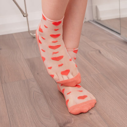 Heart-Shaped Pattern Nylon Socks by Lewd Fashion