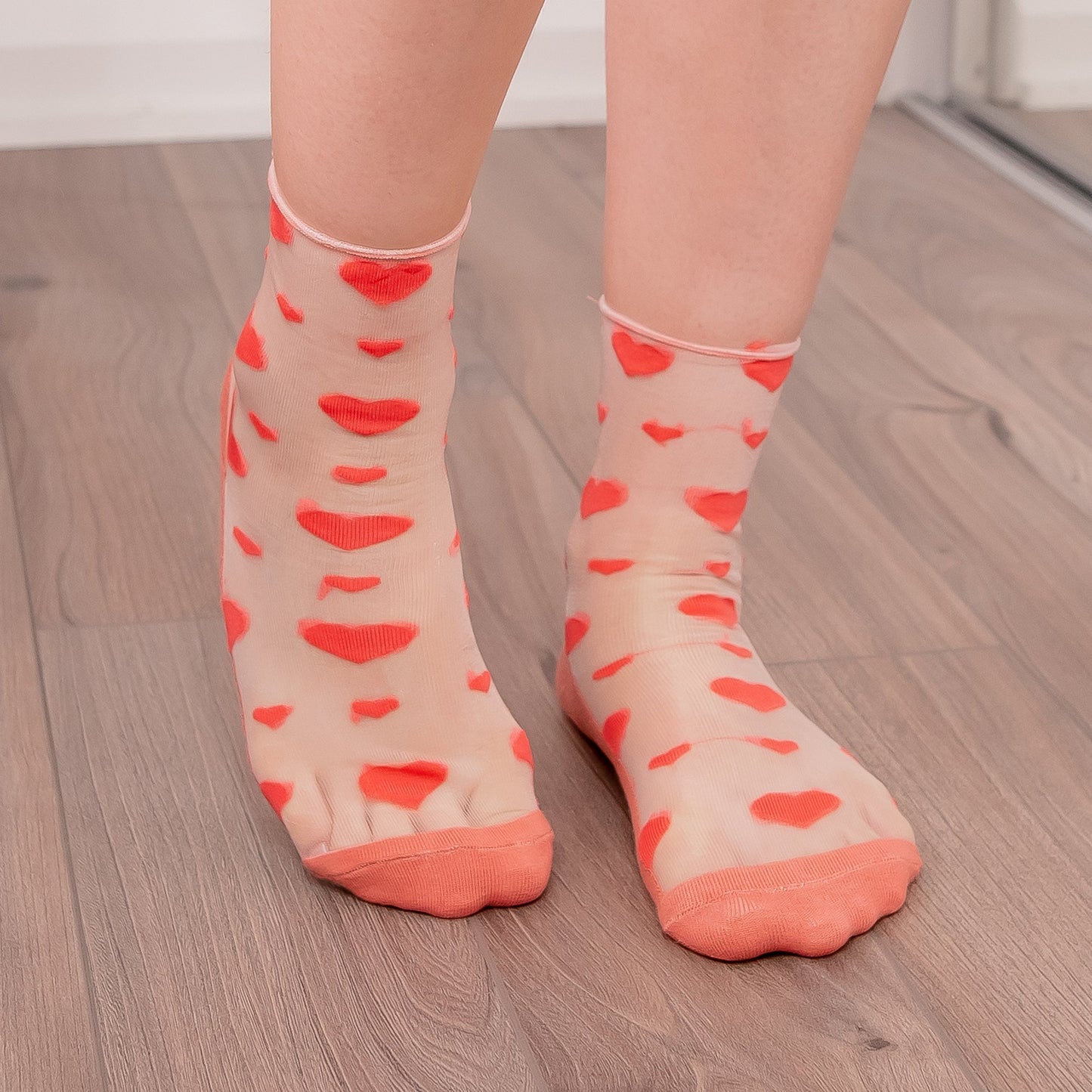 Heart-Shaped Pattern Nylon Socks by Lewd Fashion