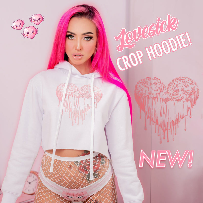Lovesick Hoodie | Cropped Anime Heart Graphic Hoodie
