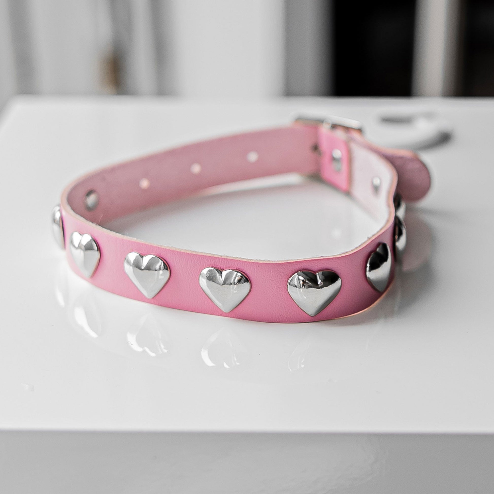 Pink Heart-Shaped Choker Necklace - Lewd Fashion