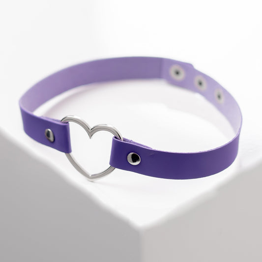 Purple Heart-Shaped Choker Collar